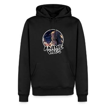 Jolie fille d’anime la nuit à Tokyo - chemise d’anime - Sweat à capuche Premium bio Homme - noir - Devant - Nico (187cm)