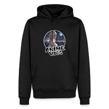 Waifu Anime Girl on the Beach Night - Chemise d’anime - Sweat à capuche Premium bio Homme - noir - Devant - Nico (187cm)