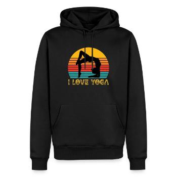 I LOVE YOGA - Männer Premium Bio Hoodie - Schwarz - Vorne - Nico (187cm)