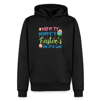 Joyeuses Pâques avec le lapin de Pâques - Sweat à capuche Premium bio Homme - noir - Devant - Nico (187cm)