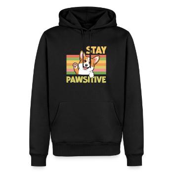 Stay Pawsitive - Männer Premium Bio Hoodie - Schwarz - Vorne - Nico (187cm)