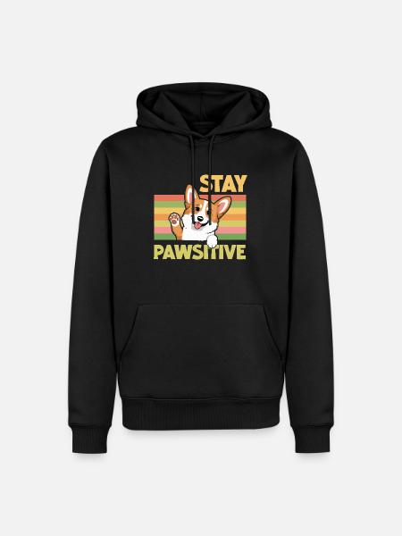 Stay Pawsitive - Männer Premium Bio Hoodie - Schwarz