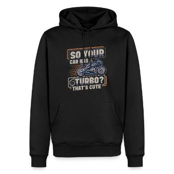 Moto de course de moto dicton - Sweat à capuche Premium bio Homme - noir - Devant - Nico (187cm)