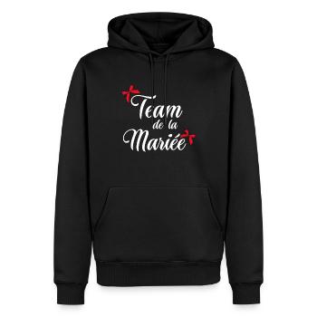 Team de la mariée noeud - Sweat à capuche Premium bio Homme - noir - Devant - Nico (187cm)
