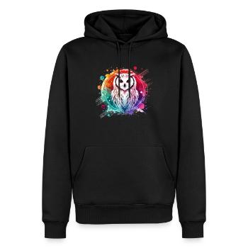 Eule - Männer Premium Bio Hoodie - Schwarz - Vorne - Nico (187cm)