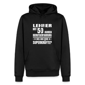 LEHRER 50 JAHRE BERUFSERFAHRUNG - Männer Premium Bio Hoodie - Schwarz - Vorne - Nico (187cm)