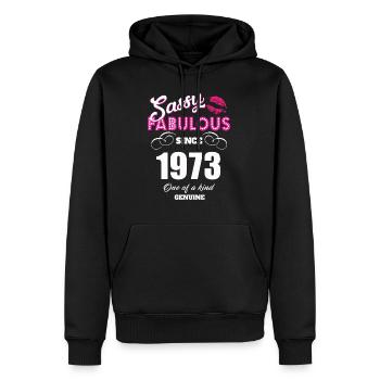 Sassy Fabulous depuis 1973 - Sweat à capuche Premium bio Homme - noir - Devant - Nico (187cm)