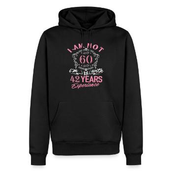 Ich bin nicht 60 Ich bin 18 mit 42 Jahren Erfahrung 1959 - Männer Premium Bio Hoodie - Schwarz - Vorne - Nico (187cm)