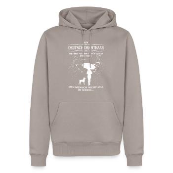 Hundeshirt f. Hundehalter & Deutsch Drahthaar - Männer Premium Bio Hoodie - Taupe - Vorne - Nico (187cm)