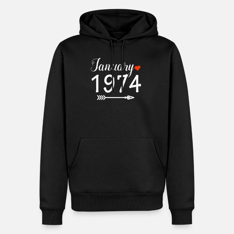Janvier 1974 - Sweat à capuche Premium bio Homme - noir