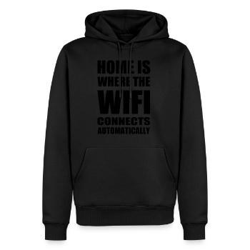 wifi home black - Männer Premium Bio Hoodie - Schwarz - Vorne - Nico (187cm)