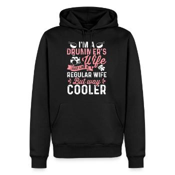 Je suis la femme d’un batteur Tout comme la femme ordinaire, mais - Sweat à capuche Premium bio Homme - noir - Devant - Nico (187cm)