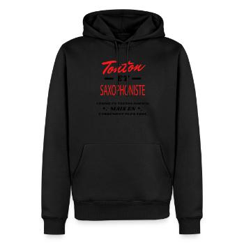 Tonton et SAXOPHONISTE - Sweat à capuche Premium bio Homme - noir - Devant - Nico (187cm)