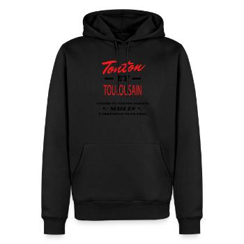 Tonton et TOULOUSAIN - Sweat à capuche Premium bio Homme - noir - Devant - Nico (187cm)