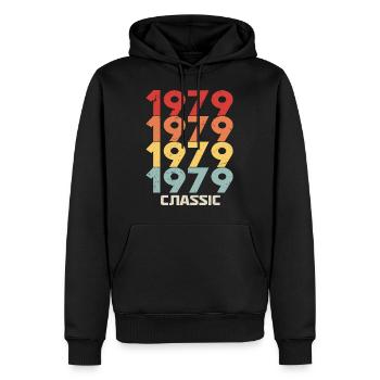 1979 Jubilé en style vintage classique 1979 - Sweat à capuche Premium bio Homme - noir - Devant - Nico (187cm)