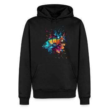 Farbenfroher Fisch - Männer Premium Bio Hoodie - Schwarz - Vorne - Nico (187cm)