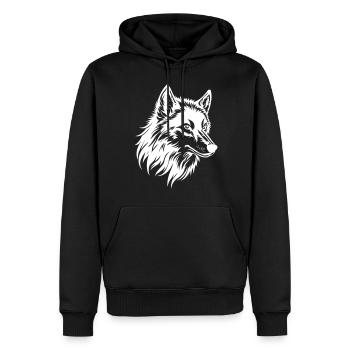 Symbole animal à tête de loup - Sweat à capuche Premium bio Homme - noir - Devant - Nico (187cm)