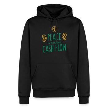Peace is positive Cashflow funny Money Quotes - Männer Premium Bio Hoodie - Schwarz - Vorne - Nico (187cm)