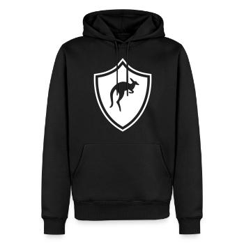Armoiries kangourou - Sweat à capuche Premium bio Homme - noir - Devant - Nico (187cm)