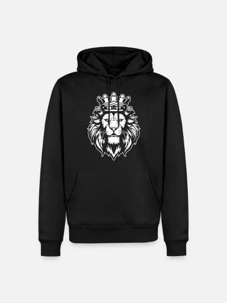 Lion Crown Head King - Men’s Premium Organic Hoodie - black