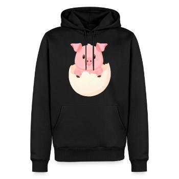 Cute Kawaii Pig - Piggy Hatches from Egg - Sweat à capuche Premium bio Homme - noir - Devant - Nico (187cm)