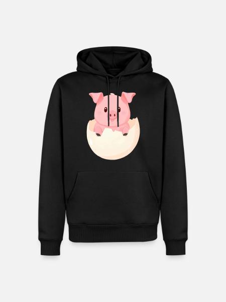 Cute Kawaii Pig - Piggy Hatches from Egg - Men’s Premium Organic Hoodie - black