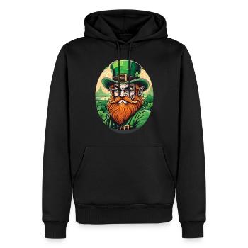 Lutin Trèfle de la Saint-Patrick - Sweat à capuche Premium bio Homme - noir - Devant - Nico (187cm)