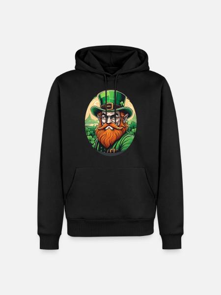 Lutin Trèfle de la Saint-Patrick - Sweat à capuche Premium bio Homme - noir
