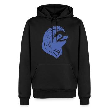 paresseux portrait silhouette visage révérencieux - Sweat à capuche Premium bio Homme - noir - Devant - Nico (187cm)