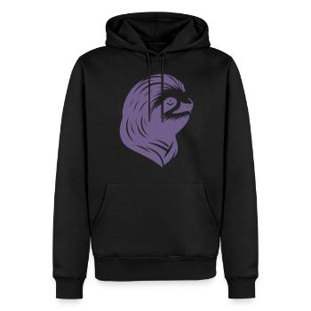 paresseux portrait silhouette visage révérencieux - Sweat à capuche Premium bio Homme - noir - Devant - Nico (187cm)