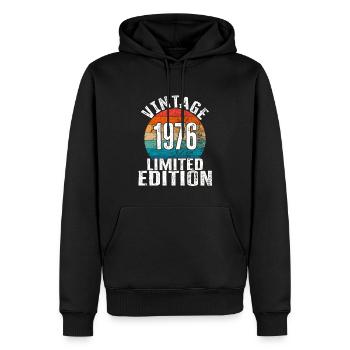 Year of birth 1976 Vintage Limited Edition Retro - Men’s Premium Organic Hoodie - black - Front - Nico (187cm)