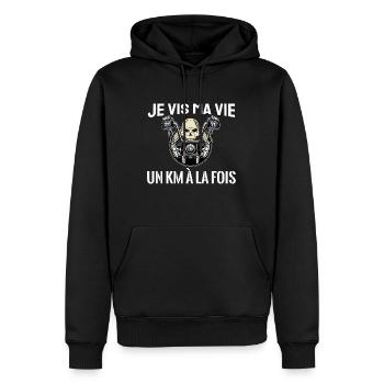 je vis ma vie un km à la fois - Sweat à capuche Premium bio Homme - noir - Devant - Nico (187cm)