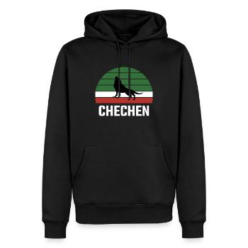 Tchétchénie Tchétchénie Tchétchénie Borz loup Drapeau - Sweat à capuche Premium bio Homme - noir - Devant - Nico (187cm)