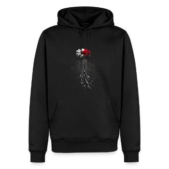 Une fleur rouge blanche perce la route goudronnée - Sweat à capuche Premium bio Homme - noir - Devant - Nico (187cm)