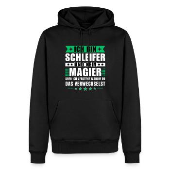 Ich bin Schleifer und kein Magier - Männer Premium Bio Hoodie - Schwarz - Vorne - Nico (187cm)
