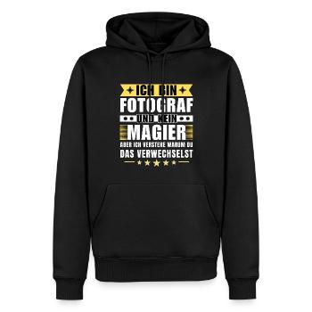 Ich bin Fotograf und kein Magier - Männer Premium Bio Hoodie - Schwarz - Vorne - Nico (187cm)