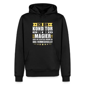 Ich bin Konditor und kein Magier - Männer Premium Bio Hoodie - Schwarz - Vorne - Nico (187cm)