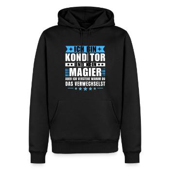 Ich bin Konditor und kein Magier - Männer Premium Bio Hoodie - Schwarz - Vorne - Nico (187cm)