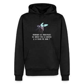 pourquoi les moustiques ne sucent pas la graisse - Sweat à capuche Premium bio Homme - noir - Devant - Nico (187cm)