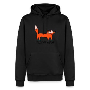 Fuxtastisch - Männer Premium Bio Hoodie - Schwarz - Vorne - Nico (187cm)