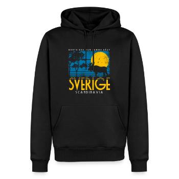 RETRO SVERIGE SCANDINAVIE MIDSOMMAR SUÈDE - Sweat à capuche Premium bio Homme - noir - Devant - Nico (187cm)
