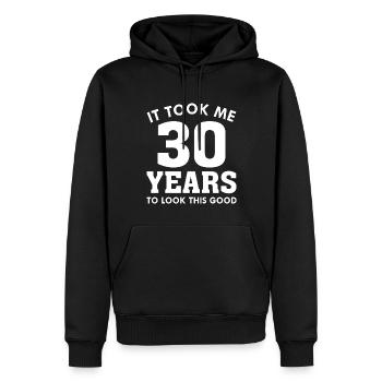 Il m’a fallu 30 ans pour être aussi beau - Sweat à capuche Premium bio Homme - noir - Devant - Nico (187cm)