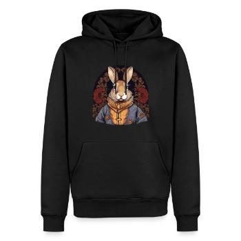 Rabbit Bunny Historische Kunst - Männer Premium Bio Hoodie - Schwarz - Vorne - Nico (187cm)