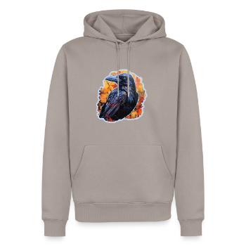 Halloween Herbst Rabe - Männer Premium Bio Hoodie - Taupe - Vorne - Nico (187cm)