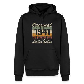 Vintage Anniversaire Idée Cadeau Original 1941 - Sweat à capuche Premium bio Homme - noir - Devant - Nico (187cm)