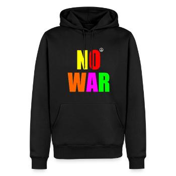 No war - Sweat à capuche Premium bio Homme - noir - Devant - Nico (187cm)