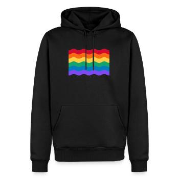 Drapeau ondulé de la fierté gaie arc-en-ciel - Sweat à capuche Premium bio Homme - noir - Devant - Nico (187cm)