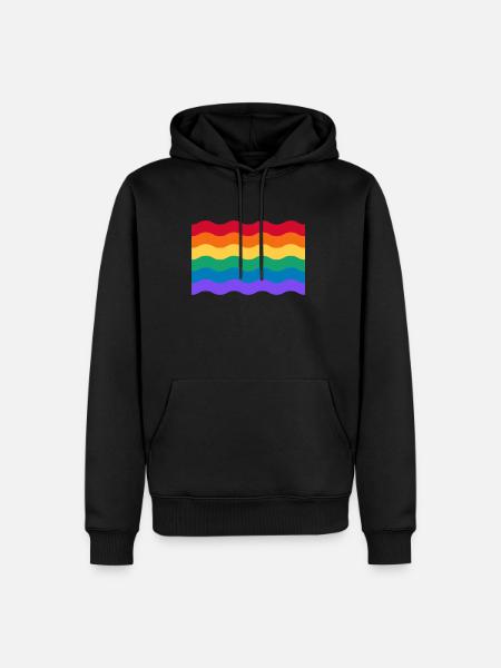 Wavy rainbow gay pride flag - Men’s Premium Organic Hoodie - black