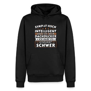 Sympathisch und intelligent - Dachdecker Edition - Männer Premium Bio Hoodie - Schwarz - Vorne - Nico (187cm)