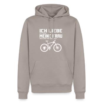 Mountainbike Fahrrad Downhill Trecking Citybike - Männer Premium Bio Hoodie - Taupe - Vorne - Nico (187cm)